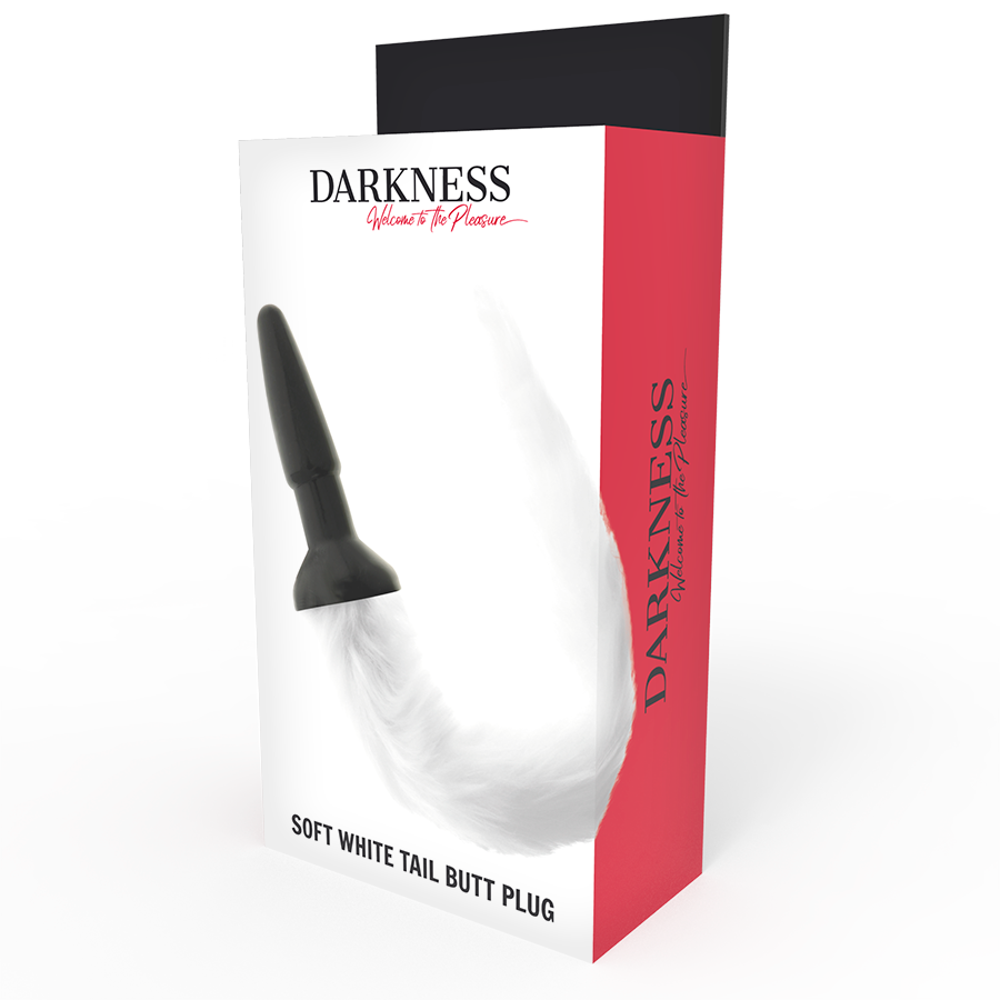 Darkness Silicone Anal Plug With White Tail — White silicone