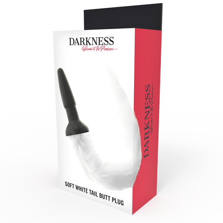 Darkness Silicone Anal Plug With White Tail — White silicone