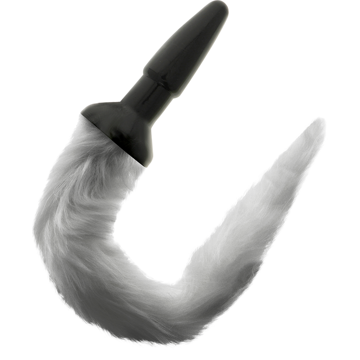 Darkness Silicone Anal Plug With Gray Tail — Grey silicone
