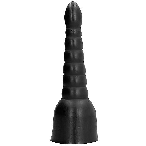 All Black Dildo 34 CM — Black PVC