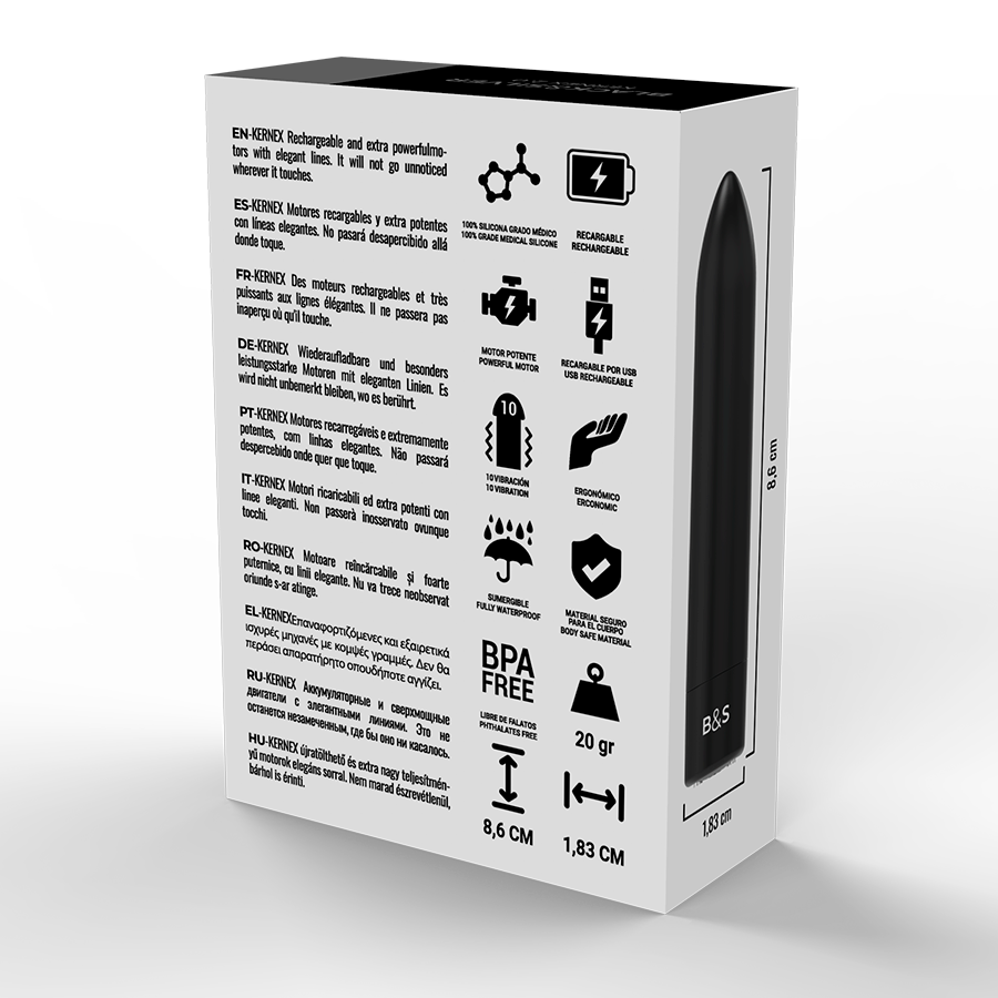 BLACK&amp;SILVER - Kernex 2 Black Vibrating Magnetic Bullet