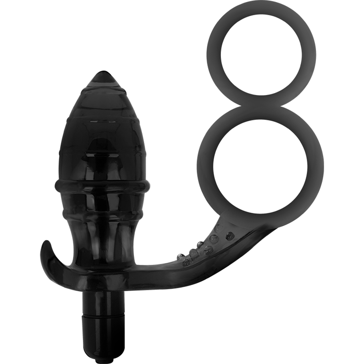 Addicted Toys Anal Plug With Double Black Ring — Black · TPR