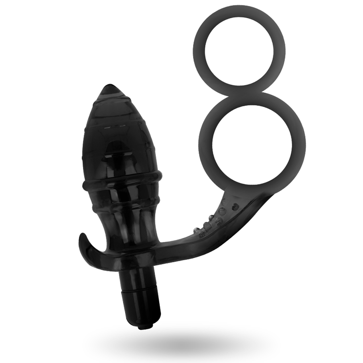 Addicted Toys Anal Plug With Double Black Ring — Black · TPR