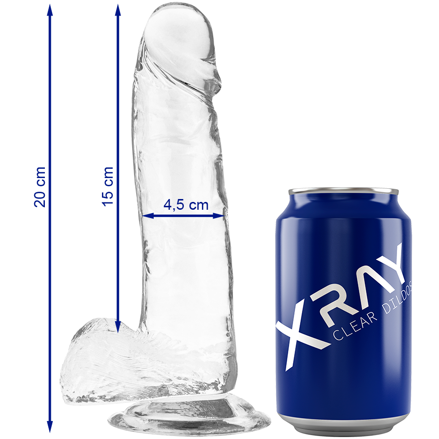 X Ray - Clear Cock With Balls 20 CM -O- 4.5 CM