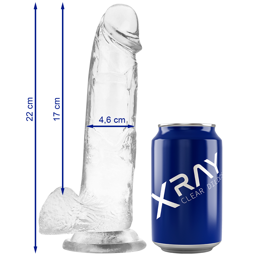 X Ray - Clear Cock With Balls 22 CM -O- 4.6 CM
