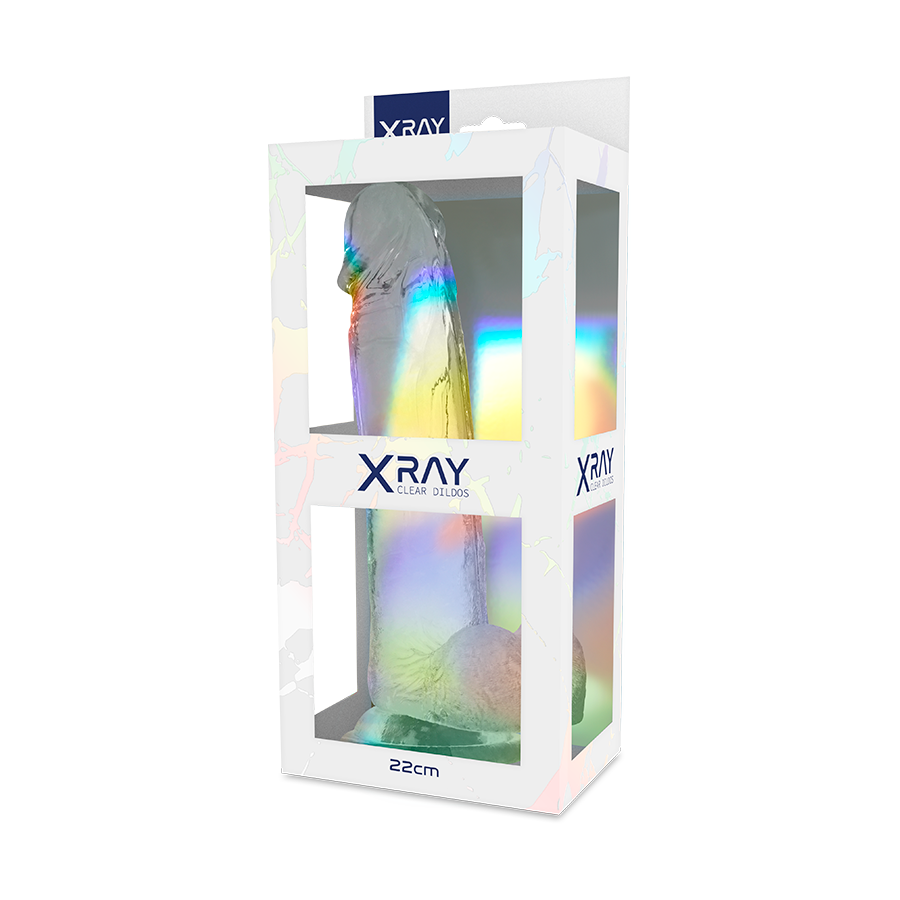 X Ray Clear Cock With Balls 22 CM -O- 4.6 CM — Clear Jelly