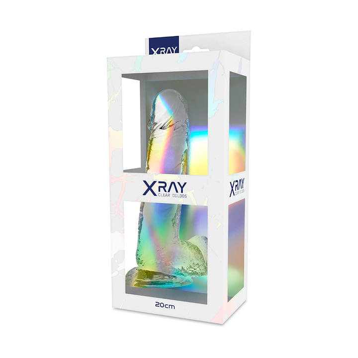 X Ray Clear Cock With Balls 20 CM -O- 4.5 CM — Clear Jelly