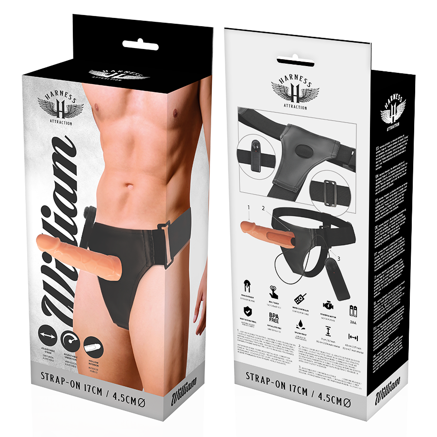 Harness Attraction - Willian Hollow Rnes With Vibrator 17 CM