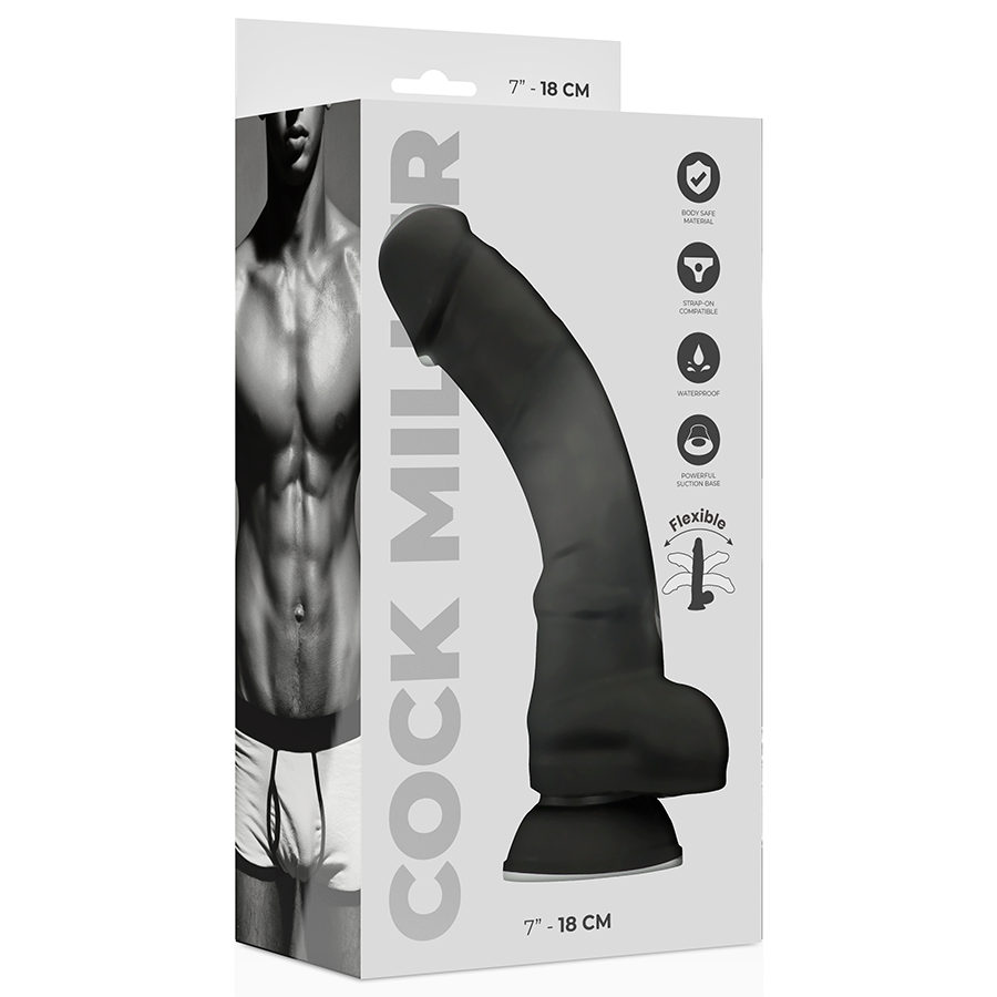 Cock Miller Dildo Realistic Silicone Density Articulable — Black · Silicone