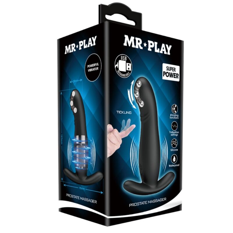 Mr Play Rechargeable Black Prostate Massager — black silicone