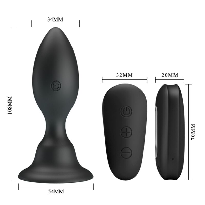 Mr Play Anal Plug With Vibration Black Remote Control — black silicone