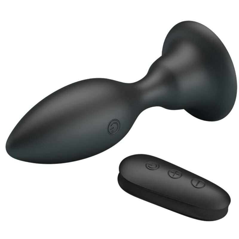 Mr Play Anal Plug With Vibration Black Remote Control — black silicone