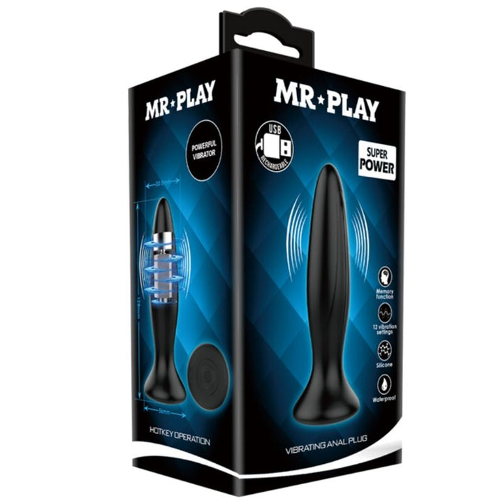Mr Play Rechargeable Black Vibrator Anal Plug — black silicone