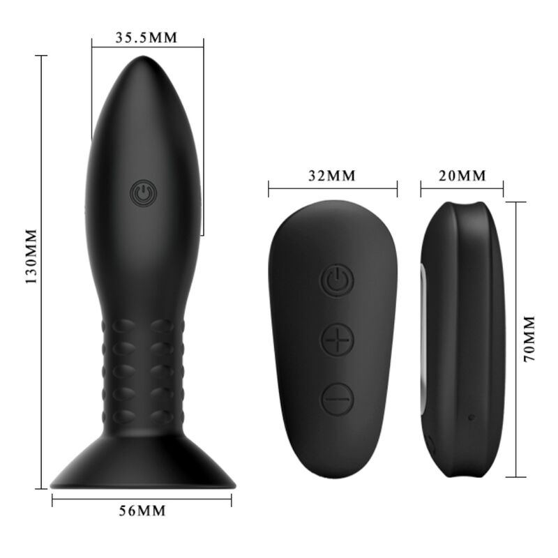 Mr Play Plug With Rotating Balls Remote Control — black silicone