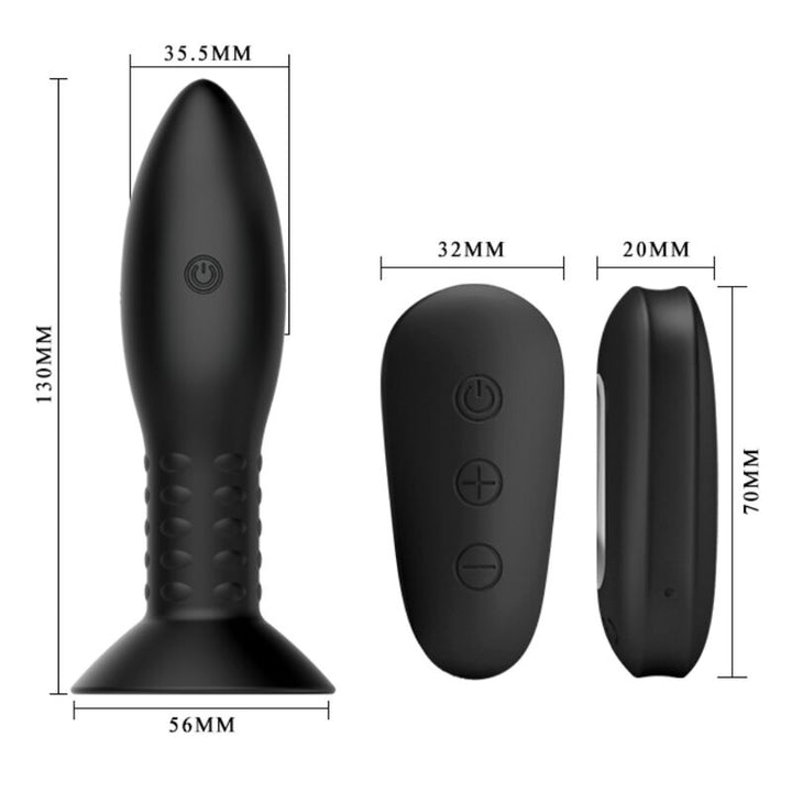 Mr Play Plug With Rotating Balls Remote Control — black silicone