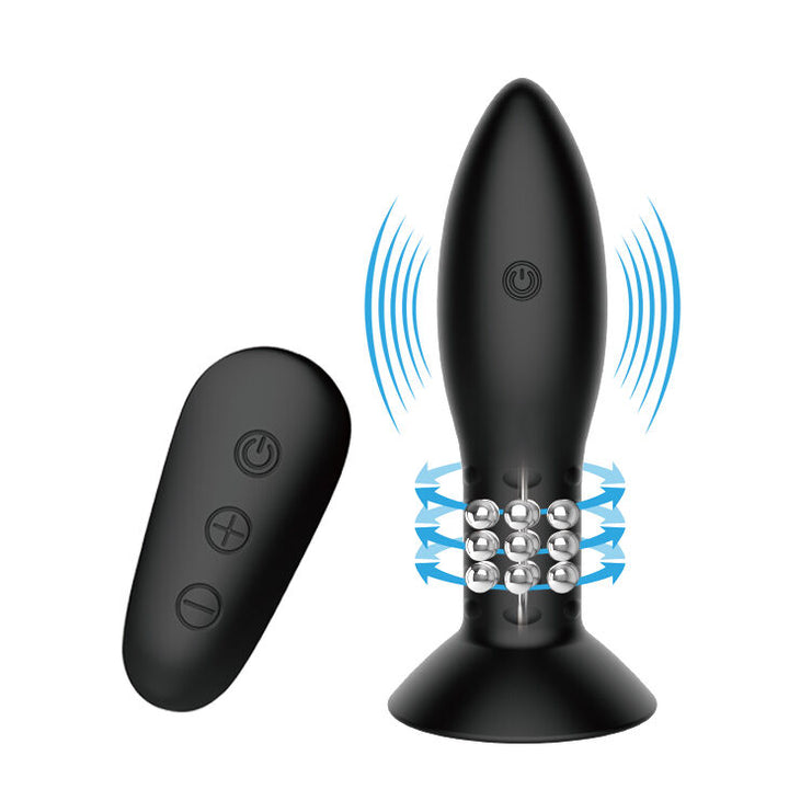 Mr Play Plug With Rotating Balls Remote Control — black silicone