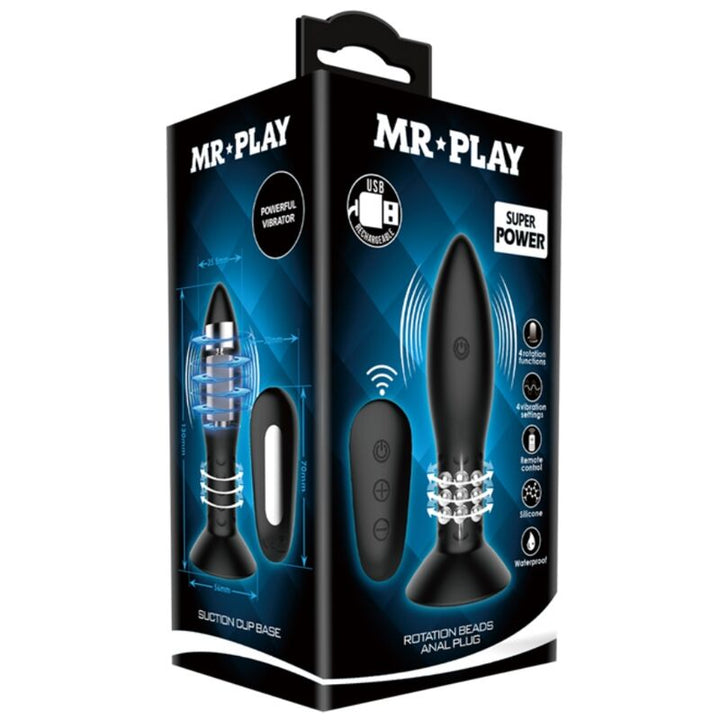Mr Play Plug With Rotating Balls Remote Control — black silicone
