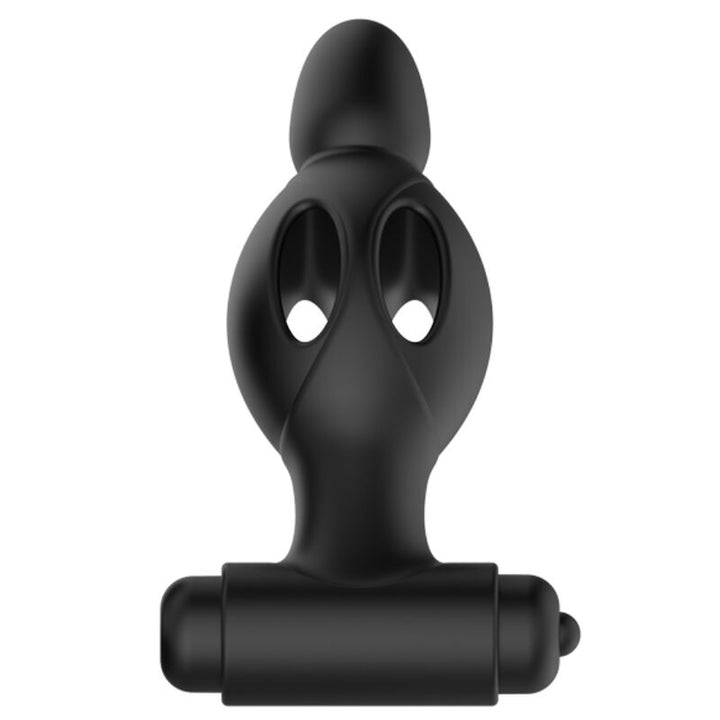 Mr Play Silicone Anal Plug With Vibration — matte black silicone