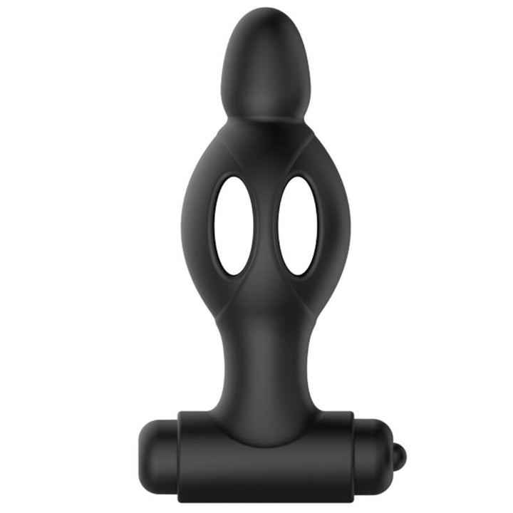 Mr Play Silicone Anal Plug With Vibration — matte black silicone