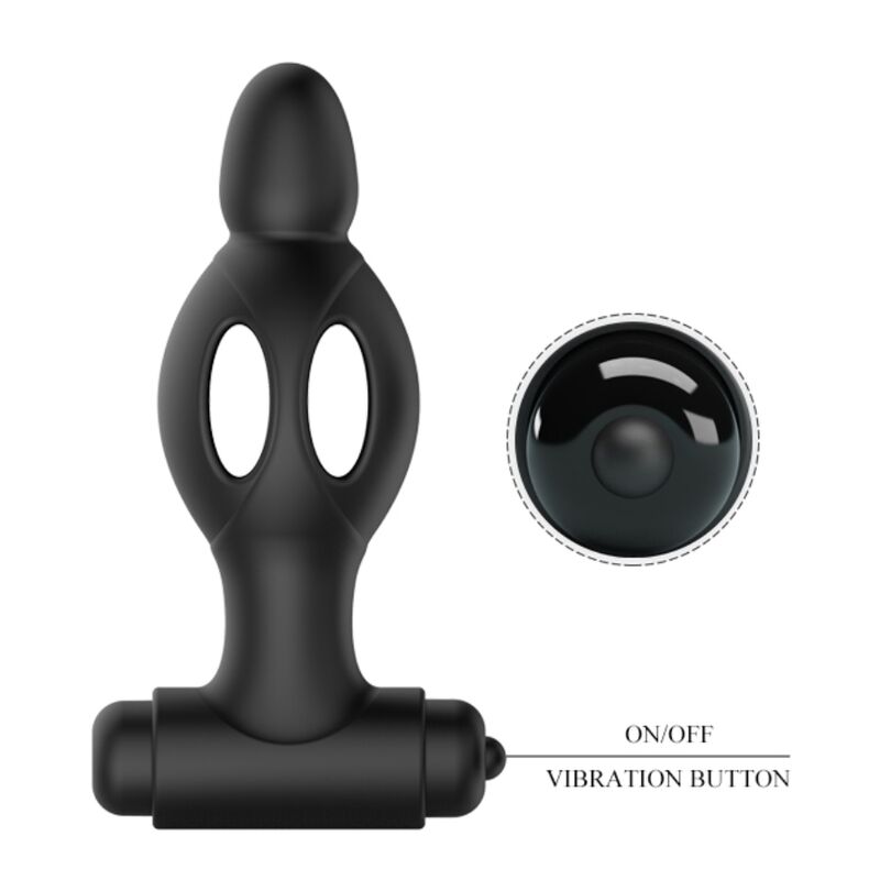 Mr Play Silicone Anal Plug With Vibration — matte black silicone