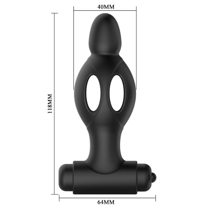 Mr Play Silicone Anal Plug With Vibration — matte black silicone