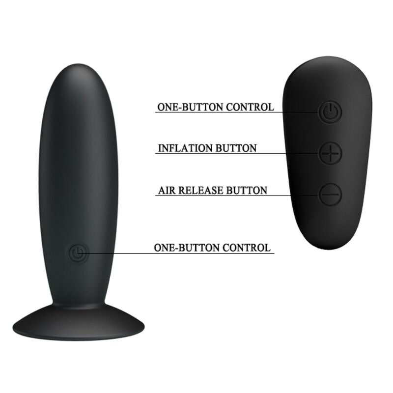 Mr Play Anal Plug With Vibration Remote Control — black silicone