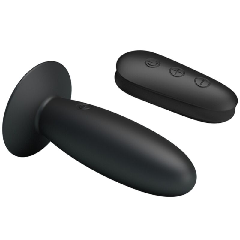 Mr Play Anal Plug With Vibration Remote Control — black silicone
