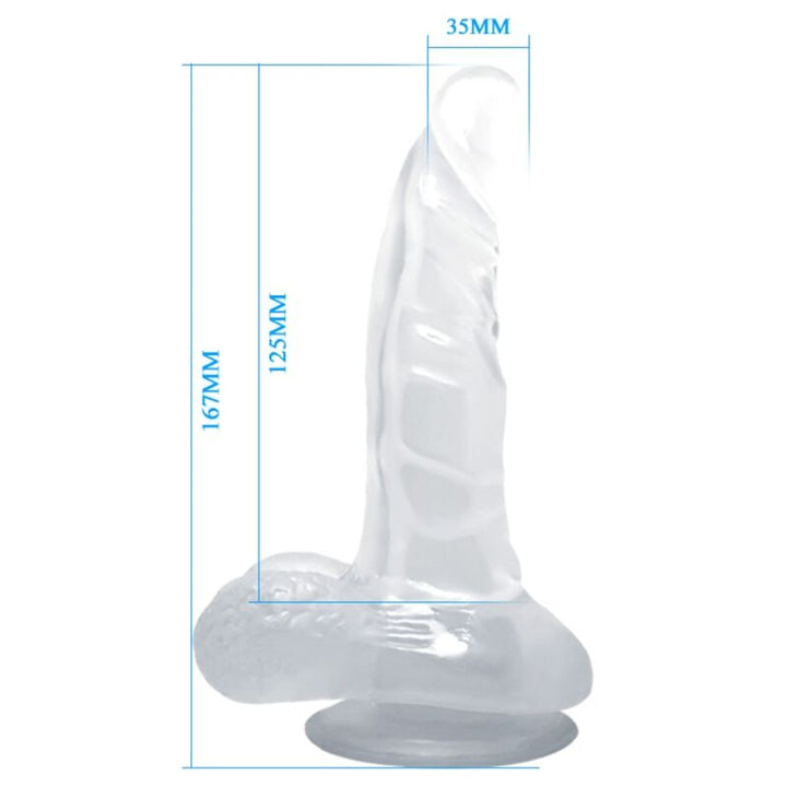 Baile Realistic - Dildo With Suction Cup And Testicles 16.7 CM — Clear Jelly