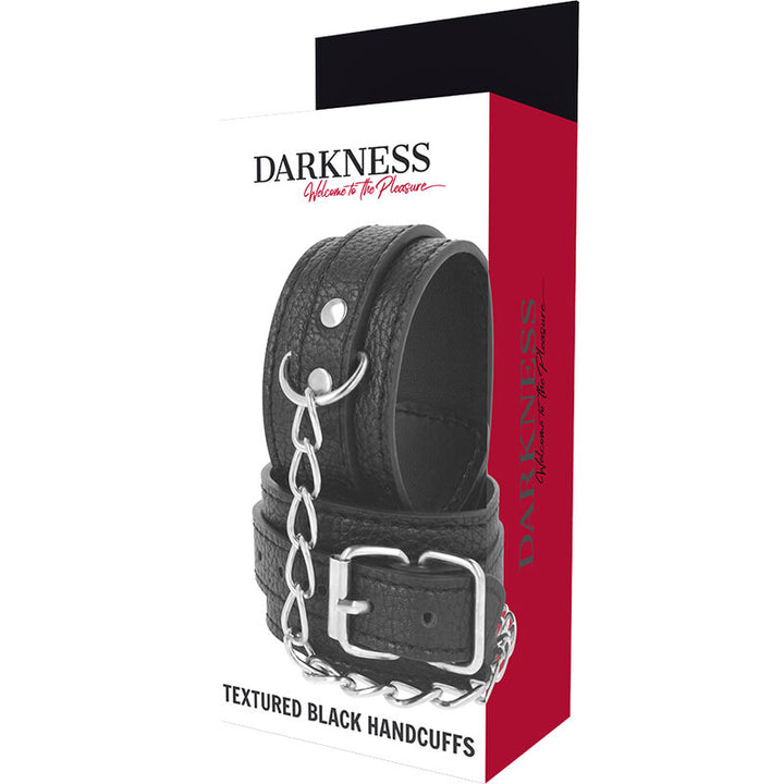 Darkness Black - Textured Leather Handcuffs