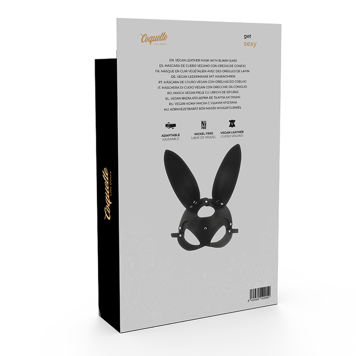 Coquette Chic - Desire Vegan Leather Mask With Bunny Ears