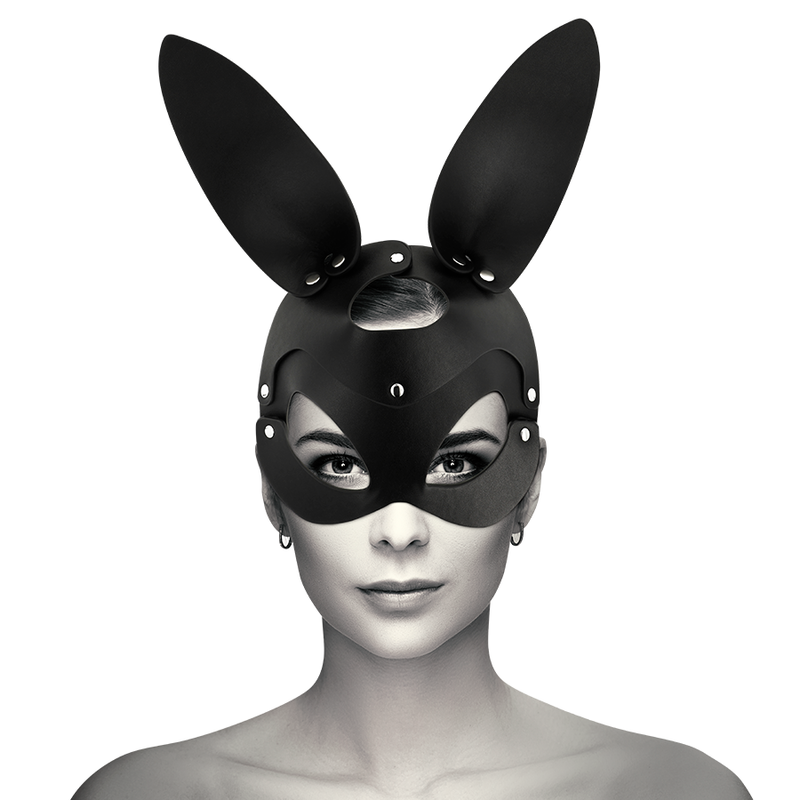 Coquette Chic - Desire Vegan Leather Mask With Bunny Ears