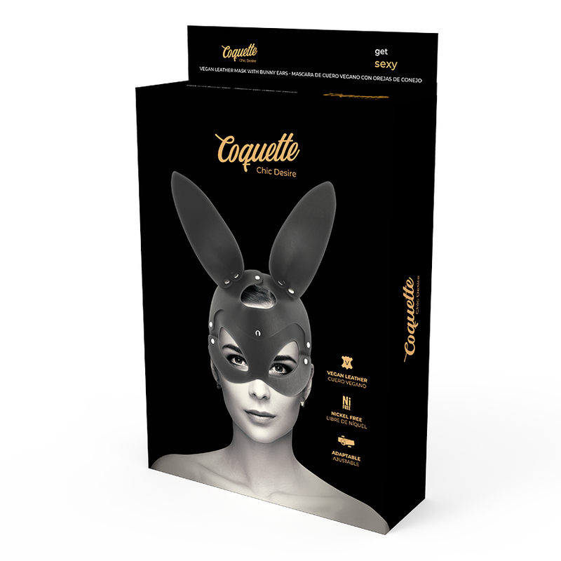 Coquette Chic - Desire Vegan Leather Mask With Bunny Ears