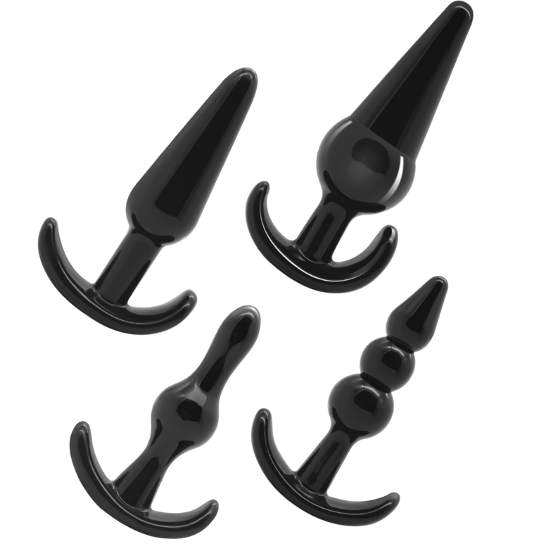 Addicted Toys Set 4 Anal Plugs — Black · Silicone