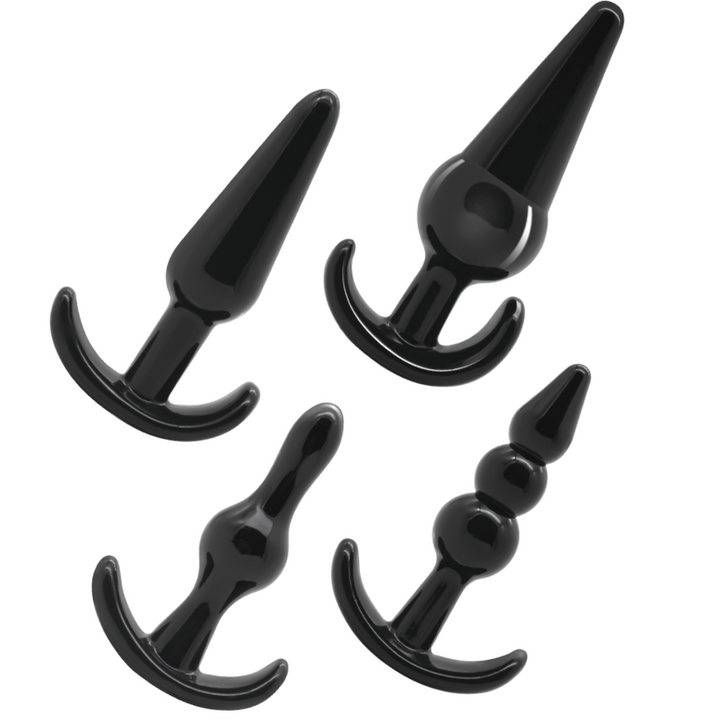 Addicted Toys Set 4 Anal Plugs — Black · Silicone