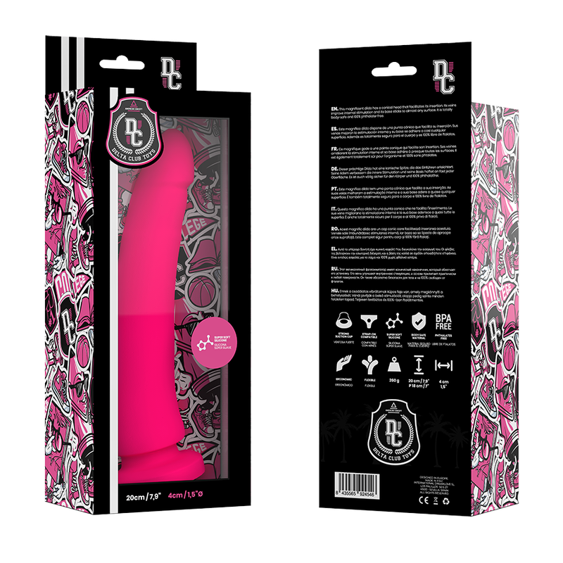 Delta Club Toys Pink Dildo Medical Silicone 20 CM — Pink Silicone