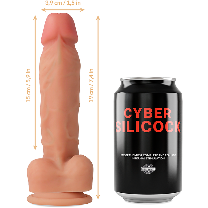 CYBER SILICOCK - STRAP-ON LIQUID SILICONE OLIVER WITH 3 RINGS FREE 19 CM -O- 3.9 CM