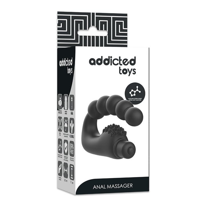 Addicted Toys Anal Massager Prostatic With Vibration — Black · Silicone