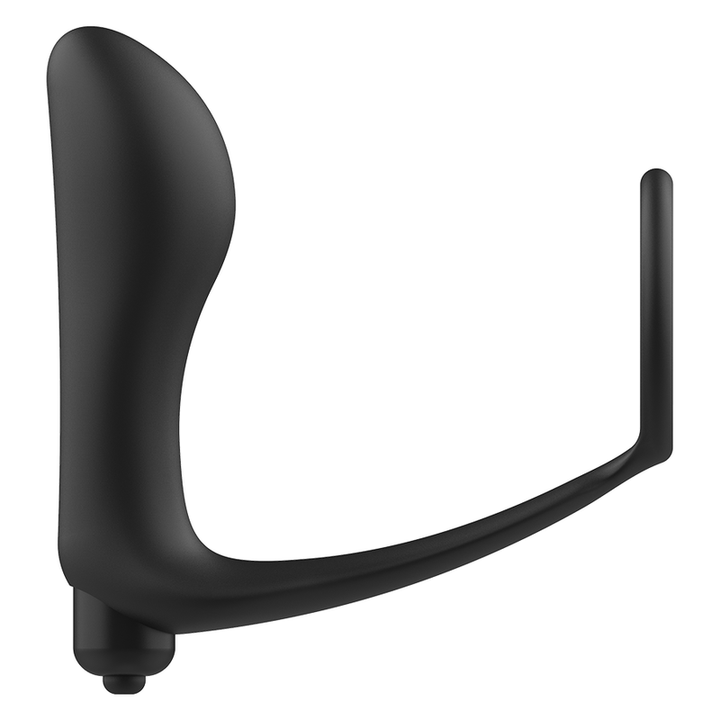 Addicted Toys Vibratory Anal Plug With Penis Ring — Black · Silicone