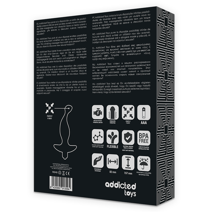 Addicted Toys Anal Massager With Black Vibration Model 1 — Black · Silicone