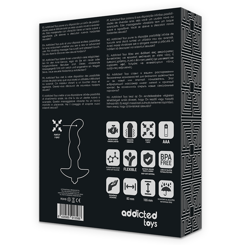 Addicted Toys Anal Massager With Black Vibration Model 2 — Black · Silicone