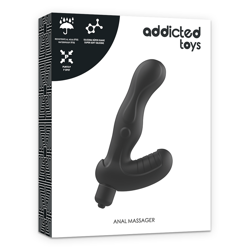 Addicted Toys P-Spot Vibe Silicone Prostate Anal Stimulator — Black · Silicone