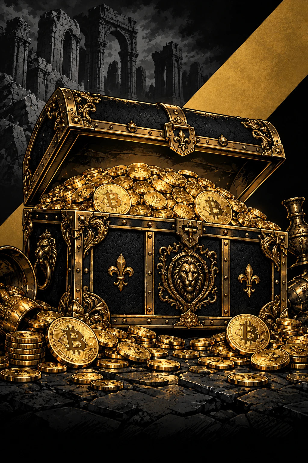 Gold coins in a treasure chest